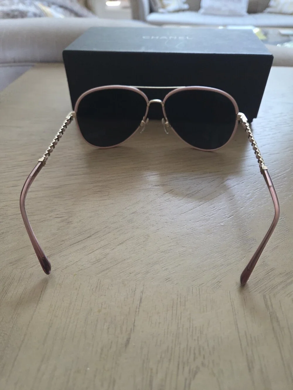 CHANEL 4219-Q Pink and Gold Aviator Sunglasses Box/Booklet